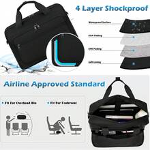 Large Capacity Multi Compartment Casual Travel Laptop Briefcase Bag - 黑色 - 查看 3