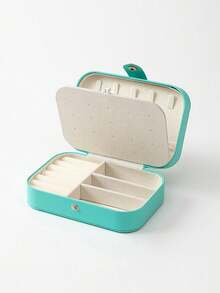 1个PU材质首饰收纳盒，便携式旅行首饰整理盒，梳妆台收纳盒，多隔层旅行首饰展示盒，礼品收纳盒，展示盒，简约翻盖设计，大容量，适合收纳戒指、项链、耳环、手表、口红等饰品，卧室用品，户外旅行用品，纽扣闭合，美观国际风，适合旅行和居家使用，是送给女孩的理想礼物。 - 按扣首飾盒 - 查看 13