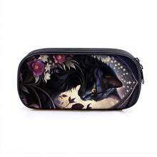 1pc Black Cat Design Large Capacity Pencil Case, Multi-Layer Storage For Pencils, Erasers, Rulers And Other Stationery. Practical Stationery For Daily School, Outdoor Sketching, Office Desk Organization, Ideal Gift For New Year, Back To School - Multicolor - View 12