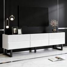 Television Stands & Entertainment Centers - Black + White + MDF + Particle Board - View 1