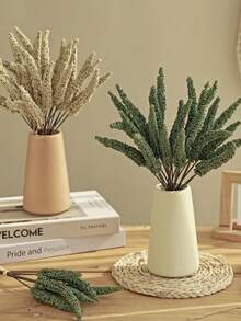 1PC 14.17inch Artificial Grain Ear Bouquet, Suitable For Home Decoration, Bedroom Decoration, Room Decoration, Valentine's Day Bouquet, Spring Decoration(1 Bundle Of 6 Heads) - Green - View 5