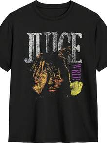 Men's Juice Music Wrld Graphic T-Shirt - Large Black Short Sleeve Crewneck Tee With Iconic Logo Print, Lightweight Quick-Dry Casual Shirt For Casual Attire & Fan Apparel - 黑色 - 查看 1