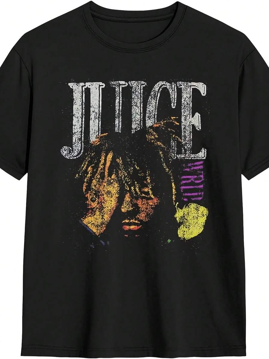 Men's Juice Music Wrld Graphic T-Shirt - Large Black Short Sleeve Crewneck Tee With Iconic Logo Print, Lightweight Quick-Dry Casual Shirt For Casual Attire & Fan Apparel - 黑色 - 查看 1