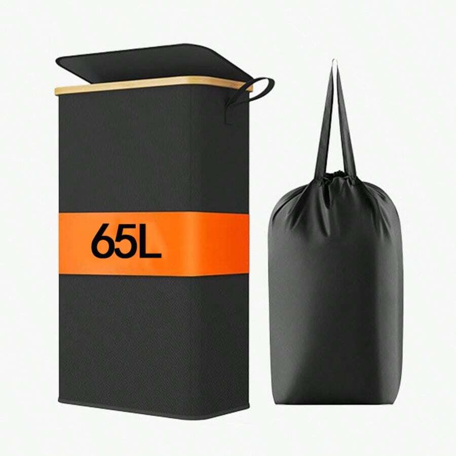 65L/50L Rolling Laundry Basket With Lid, Suitable For Dorm & Home Decor, Large Slim Clothes Hamper With Removable Bamboo Frame Bag