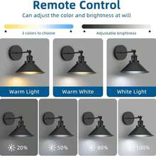 2 Sets Battery Powered Swing Arm Wall Lamps, Cordless Industrial Wall Lights With Remote Control, Adjustable, Suitable For Bedroom, Farmhouse, Hallway - Multicolor - View 11