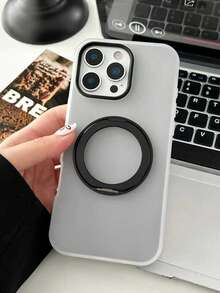 1pc Rotating Magnetic Holder & Candy 2-In-1 Phone Case, Compatible With IPhone 17 Pro Max, Matte Transparent Soft Silicone Protective Cover, Fresh Design - Multicolor - View 3