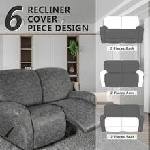 Trugenix-Recliner Sofa Covers - Leather Like Recliner Sofa Covers 3 Seater Recliner Couch Covers For 3 Cushion Couch 8 Pieces Washable Stretch Reclining Sofa Slipcovers (Brown)-GP - 04-淺灰色 - 查看 6
