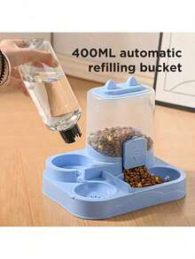 2-In-1 Multi-Function Cat Food And Water Bowl Set, Automatic Cat Feeder And Drinker Set, Dry And Wet Separation, Durable Plastic Material, Pet Feeding And Drinking Station, Easy To Clean, Suitable For Pets To Supplement Water And Healthy Diet. - Large Capacity - View 8