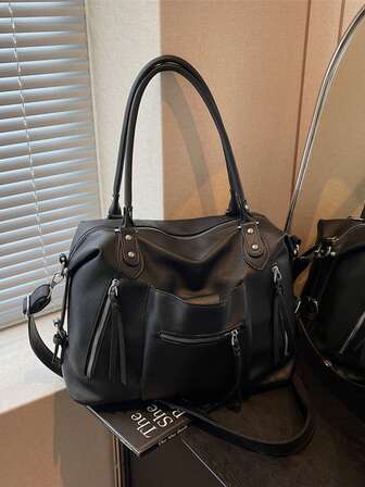 Bolso de hombro vintage elegante, bolso cruzado casual con cierre de cremallera para ir al trabajo