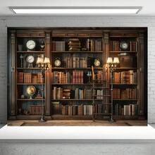 1 banner vintage pentru raft de cărți, fabricat din fibră de poliester, nu necesită electricitate, utilizare versatilă pentru ziua de naștere, Halloween, decor de perete pentru casă și birou, consumabile generale pentru petreceri de sărbători, fundal pentru fotografie și artă foto - Multicolor - Vizualizare 4