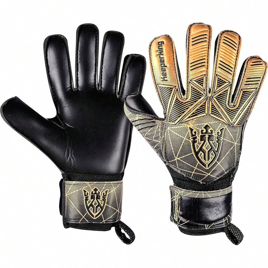 Guantes de portero para adultos, niños, jóvenes, con y sin protección de dedos, guantes de fútbol desmontables, 4 mm, unisex, varios tamaños y colores - Negro - Ver 1