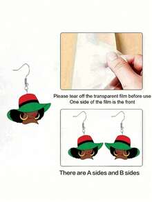 1 Pair Of Elegant And Sexy Women's Pendant Earrings, Acrylic Printed Design, Stainless Steel Ear Hooks, Lightweight And Stylish, Suitable For Everyday Wear, Parties, Celebrations, Holiday Gifts, Christmas And Other Occasions. - A - Xem 7