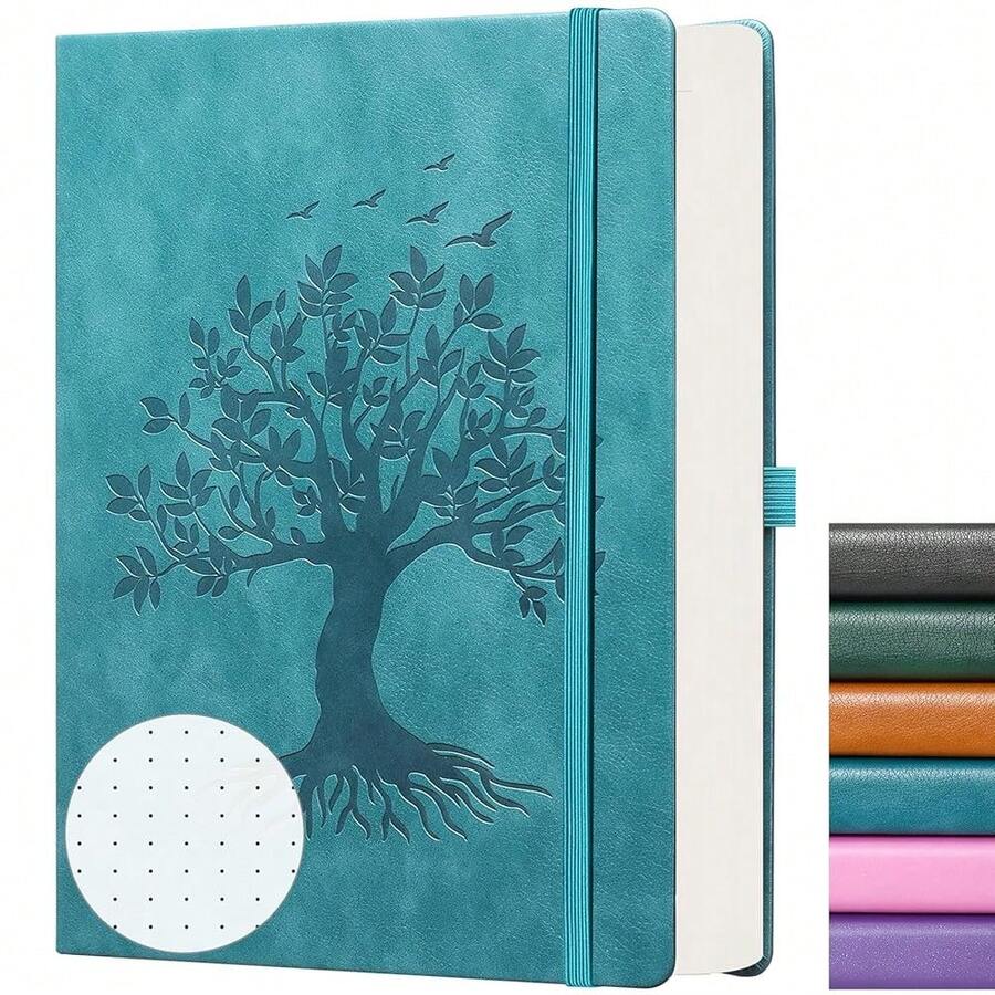 B5 Bullet Dotted Journal Notebook:150gsm Thick Paper, 256 Pages, Dot Grid Hardcover, Tree Of Life Design, Fine Inner Pocket - 7.7inch * 10inch SeaGreen - 海綠色B5點狀 - 查看 1