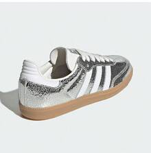 Adidas Women's Samba Cracked Pattern Lightweight & Durable Casual Sneakers - Silvery White - View 7