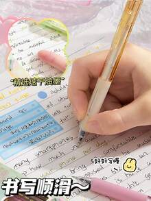 4支彩色透明自动铅笔，高品质学生考试用品，符合人体工学的握柄，速干黑色圆珠笔 - 黑色 - 查看 6