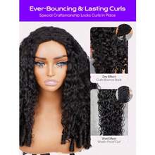 ZHENDEFA 3-In-1 Seamless Reversible Burmese Curly Half Wig, Real Human Hair, Glueless Half Wig With Drawstring, Women's Real Hair, Glueless & Lace-Free Wig, Spiral Curled Ends - SNatural - View 5