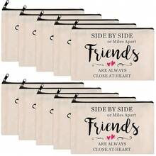 Saintrygo 10 Pieces Friendship Gifts For Women Good Friend Cosmetic Bags Funny Long Distance Friendship Makeup Bags Christmas Gift Travel Toiletry Makeup Zipper Pouch For BFF Soul Sister(Heart Style) - 心形 - 查看 1