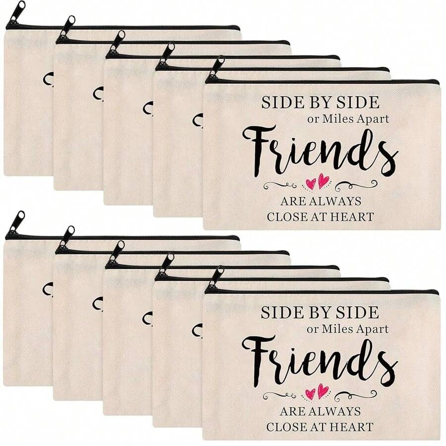 Saintrygo 10 Pieces Friendship Gifts For Women Good Friend Cosmetic Bags Funny Long Distance Friendship Makeup Bags Christmas Gift Travel Toiletry Makeup Zipper Pouch For BFF Soul Sister(Heart Style) - 心形 - 查看 1