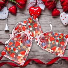 20 pièces/set Sacs à cordon rouge en forme de cœur, sacs à mailles pour cadeaux de surprise de la Saint-Valentin, sacs à bonbons pour le Nouvel An, sacs à bonbons pour mariage, sacs de rangement pour bijoux, sacs à cordon pour cadeaux de bonbons. Convient pour les cadeaux de la Saint-Valentin, les mariages, les surprises romantiques - Multicolore - Voir 5