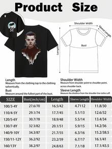 Kids Stranger Style Up Side Down Things Shirt, Graphic Print Top With  Design, Machine Washable Halloween Outfit ,Short Sleeve Casual Sports Tee For Teens,Mike,Lucas,Eleven,Dustin,Demodogs,Hawkins Fans Gift.Kids Never Ending Story Shirt - màu đen - Xem 4