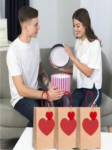 Bolsa de regalo del Día de San Valentín, bolsa de papel kraft con forma de corazón para empaquetar regalos de amor y cumpleaños, bolsa de mano para el Año Nuevo, el Día de la Madre, el Día de Acción de Gracias, decoraciones del Día de San Valentín, bolsa de compras, bolsa de fiesta, bolsa de regalo de boda, bolsa de mano hecha a mano, recuerdos de fiesta, (Tarjeta de corazón de amor con corazón redondo y patrón de olas, 2 estilos al azar, ¡por favor, tenga en cuenta si le molesta!) - Multicolor - Ver 7