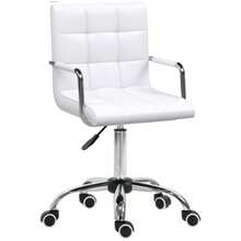 Sedia da ufficio HOMCOM, regolabile in altezza da 84 a 99 cm, ergonomica e girevole, ideale per l'ufficio e il lavoro da casa, in poliuretano bianco | Aosom.de - Bianco - Visualizzare 1