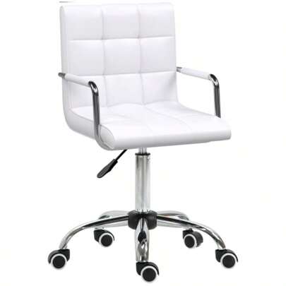 HOMCOM Office Chair, Height Adjustable From 84 To 99 Cm, Ergonomic And Swivel, Ideal For The Office And Working From Home, In White Polyurethane | Aosom.De