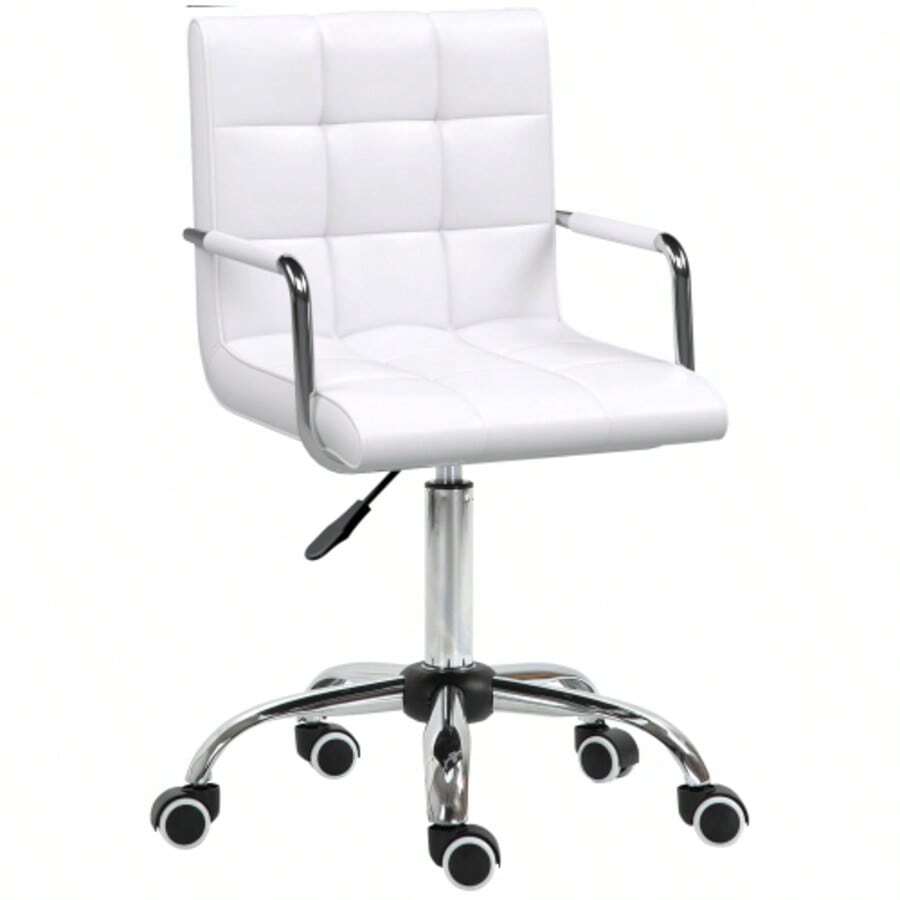 Sedia da ufficio HOMCOM, regolabile in altezza da 84 a 99 cm, ergonomica e girevole, ideale per l'ufficio e il lavoro da casa, in poliuretano bianco | Aosom.de - Bianco - Visualizzare 1