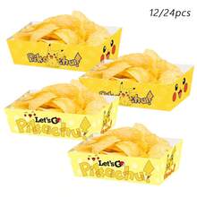 12/24pcs Pokemon Paper Plates, Pokemon Paper Trays, Birthday Wedding Party Food Boxes - Multicolor - View 5