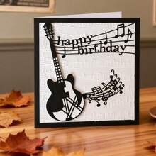 创意吉他金属切割模具，DIY剪贴簿相册和压花模板，贺卡制作工具，卡片纸切割工艺品，礼品卡制作模板模切。 - 銀色 - 查看 1