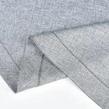 Farmhouse Oval Hemstitch Border Tablecloth Neutral Faux Linen Table Cloth Rustic Solid Grey Table Cover For Dining Kitchen Party Holiday Home 60x84 Inch - Grey - View 4
