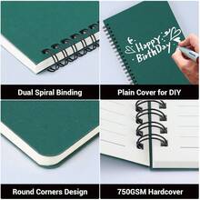 EUSOAR Students Ruled Spiral Notebook, A5 3packs 5.5\X8.3\ 120 Pages Lined Writing Journal, Memo Notepad Sketchbook, Students College Office Subject Diary Ruled Spiral Book Journal- Green Cover - 深綠色 - 查看 5