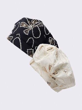 1 st paisleymönster casual bohemisk palatsstil polyester paljett lapptäcke baskerhatt, moderiktig mångsidig paljettbroderad blomdekor målarhatt, vår sommar höst