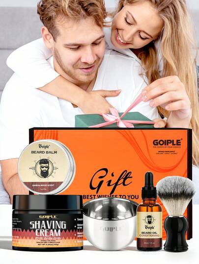 Goiple 160克男士专业剃须膏，柔滑剃须皂，保湿软化剃须啫喱，保持肌肤清新洁净，滋养干燥肌肤，泡沫丰富，缓解剃须压力，温和剃须膏，剃须套装，剃须刷，胡须油，胡须膏，情人节、男友、父亲、丈夫、成年人、生日礼物的完美之选，1/2/3/5件套（5.64盎司）