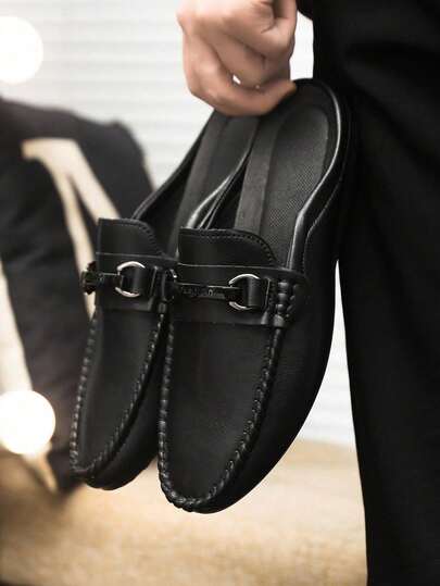 2026 Nuevos zapatos mocasines deslizantes para hombres de primavera/verano, mocasines casuales minimalistas y versátiles, zapatos de conducir holgados, con decoración de hebilla metálica antideslizante y resistente a la suciedad