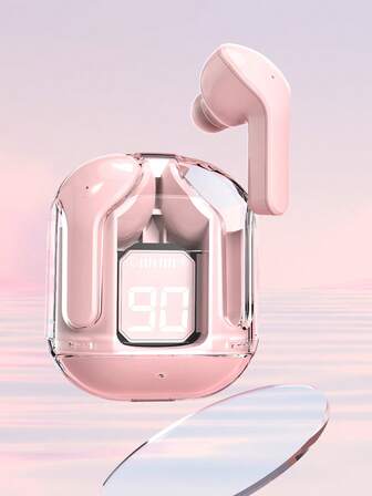 STSEarConect 一对透明真无线立体声耳机，带LED电量显示，Type-C充电盒，兼容所有智能手机，适用于游戏、音乐、户外/商务场合，成人适用，内置电容式麦克风，可充电锂离子电池