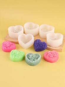 1个心形玫瑰系列蜡烛硅胶模具 - 白色 - 查看 2
