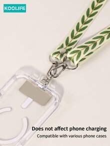 Koolife 1pc Adjustable Long Crossbody Phone Lanyard, Leaf Texture Wide Fabric Strap With Rotatable Metal Clip, INS Style Durable Anti-Chafing Fashion Accessory, Hands-Free For Outdoor Travel Daily Use, Fit For Phone Neck/Shoulder Hanging & Small Wallet Compatible With Android And Most Smartphone,Gifts For Mother, Family, Friends, Kids, Birthday, Holiday Phone Chain - Multicolor - View 8