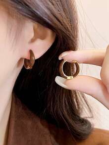 1 Pair Elegant Casual Minimalist Geometric Design Ombre Dangle Earrings, Suitable For Women's Daily, Commute, Holiday, Party Wear - Brown - View 3