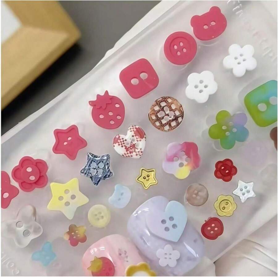 3D Cream Nail Mold Silicone Tools Lace Nails Charms Resin Molds Art For Accessories Supplies - ColorB - 查看 1