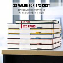 Pack College Ruled Notebook, 312 Numbered Pages Thick Notebooks Bulk, 100gsm No Bleed Paper Hardcover Leather Journal, Lined Journal Notebook Set For Women Men School Office, A5, Multicolor - Multicolor2A5Ruled - View 2