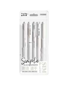 Minimalist Black Gel Pens Set, 0.5mm Fine Point Retractable Pens With Refill, Smooth Writing Pens For Office, School And Study