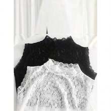 New Lace Collar Decor Pullover Vest For Women, Stretchy Plus Size Undershirt For Autumn/Winter - Multicolor - View 9