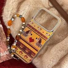 GUCADI Floating White Glaze Beige Stitching Dog + Amber Bead Rope Compatible With IPhone 17 Pro Max Phone Case, 16 Embossed Glitter, 13 Fair Island Puppy, 15 Electroplated, 11 Chain Hard Shell, Cute Personalized Retro Geometric Cartoon Niche Luxury Ins Style - Floating White - View 12