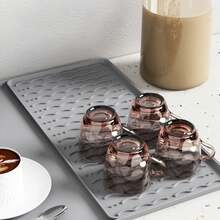 JUSTINLAU 19x40/40x60cm Alfombrillas de Silicona para Cafetera con Alfombrilla Desmontable para Secado de Platos Antideslizante Drenaje de Encimera Alfombrilla de Mesa de Comedor - 19x40 Negro - Ver 4