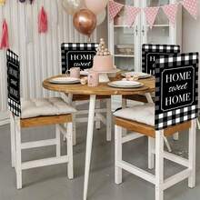 1件/4件/6件/10件装春鑫系列黑白灰格子印花短绒椅套，可拆卸短绒材质椅背保护套，四季皆宜，节日氛围装饰椅套，适用于餐厅、客厅、家居座椅保护，带椅背保护，适用于餐厅、办公室、客厅、酒店和家居装饰 - 彩色 - 查看 5