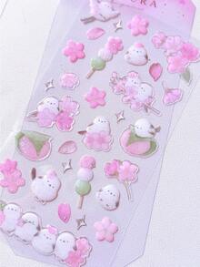 3D Cherry Blossom Crystal Stickers, Metallic Silver Floral Decal Stickers - Multicolor - View 15