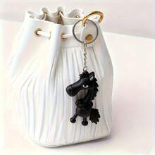 2026 Chinese Zodiac Year Of The Horse Auspicious Mascot, Fashionable & Elegant Black Striped Horse Hair Sweater/Bag Charm, Year Of The Horse Fashion Item, New Year Gift, Suitable For Handbag, Backpack, Tote Bag, Crossbody Bag, Perfect Gift For Women, Birthday, New Year, Valentine's Day, Christmas, Mother's Day, Father's Day, Symbolizing Good Luck, Happiness, Auspiciousness And Health - Multicolor - View 5
