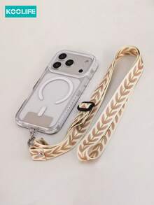 Koolife 1pc Adjustable Long Crossbody Phone Lanyard, Leaf Texture Wide Fabric Strap With Rotatable Metal Clip, INS Style Durable Anti-Chafing Fashion Accessory, Hands-Free For Outdoor Travel Daily Use, Fit For Phone Neck/Shoulder Hanging & Small Wallet Compatible With Android And Most Smartphone,Gifts For Mother, Family, Friends, Kids, Birthday, Holiday Phone Chain - Multicolor - View 10
