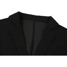 Women's Cropped Long Sleeve Notch Lapel Button Front, Casual Work Office Cardigan Suit, Style YGHH - Black - View 4